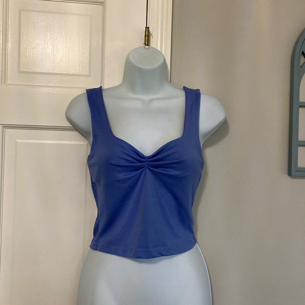 SHEIN Blue Ruched Crop Top